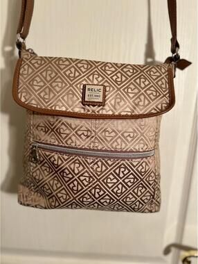 Relic Crossbody Bag Brown And Gold Paisley Design